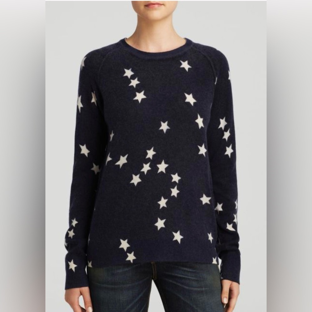 Equipment-Women's Navy Sweater-Sloane Crewneck Fallen Star Print Cashmere-size M